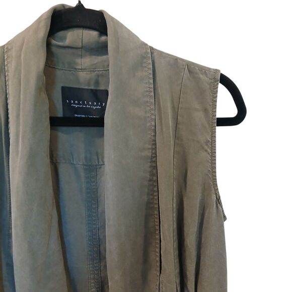 Sanctuary Women's Vest Olive Green Tie Waist Tunic Sleeveless Top Size Small - Picture 3 of 12